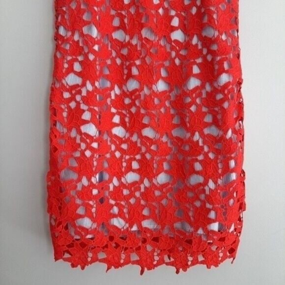 TWIK Simons Red Floral Lace Overlay Sheath Dress Sz S - Picture 5 of 11
